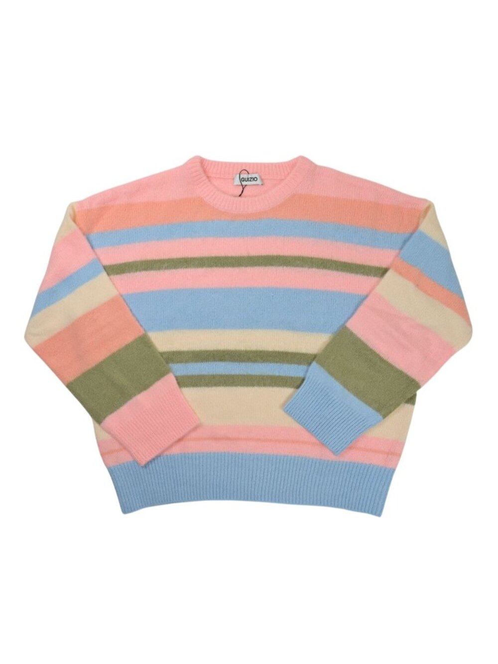 Guizio Hawley Oversized Stripe Wool Jumper in Peach